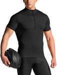 TSLA Men's Short Sleeve Bike Cycling Jersey, Quick Dry Breathable Reflective Biking Shirts with 3 Rear Pockets, Half-Zip Set in MCT03-BLK AU_3XLarge Size