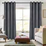 JADE POKE Indoor Fireproof Flame Retardant Curtain for Living Room - 2 Panels Blackout Grommet Eyelet Window Drapes for Theater Sun Light Blocking Curtains for Patio Door Bedroom Grey 52Wx84L