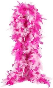 THARAHT Mix Color Chandelle Turkey Feather Boa 2 Yards 100g for DIY Craft Home Dancing Wedding Mardi Gras Party Halloween Costume Decoration Feather Boa Red Fuchsia