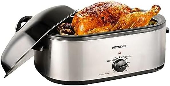 Roaster Oven 22 Quart Electric, Turkey Roaster with Self-Basting Lid Design, Large Stainless Steel Electric Turkey Roaster Oven Fits Turkeys Up to 26LB