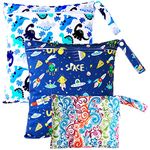 Pinowu Wet Dry Bags for Baby Cloth Diapers (3pcs), Wet Bag with Zipper (28x30cm) and Travel Bag (14x18cm) for Stroller Beach Pool Daycare Soiled Swimsuit Yoga Gym Wet Clothes