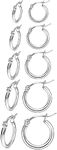 5Pairs Sterling Silver Hoop Earring