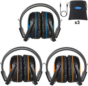 3 Pack of Car Wireless Headphones for Kids with 3 Levels Volume Limited, Infrared Wireless Car Headsets with Travelling Bag for Universal Car DVD, 2 Channel IR Headphones, Blue and Orange