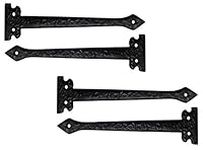 Adonai Hardware 7" "Agee" Heavy Duty Antique Cast Iron Strap False or Faux or Dummy Hinge Front (4 Pack, Matte Black) for Vintage Barn Doors, Gates, Furniture, Garage, Shutters and Fences