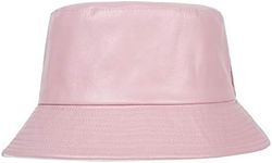 ZLYC Unisex Fashion Bucket Hat PU Leather Rain Hat Waterproof Fishmen Cap Pink