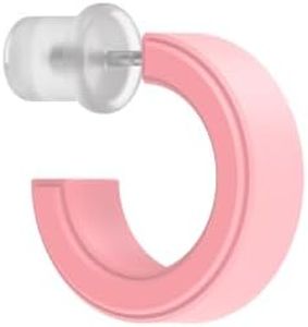 QALO Men & Women's Pink Step Earrings, Durable, Comfortable, Water Resistant Classic Stud Unisex Earrings, 11mm Wide 16mm Deep