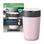 Tommee Tippee Twist and Click Nappy Bin, Includes 1x Refill Cassette with Multilayer, Antibacterial Film, 100 percent Recycled Chassis, Pink
