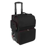 Makeup Train Case, Trolley Makeup Travel Case with Anti-scalding Layer of Tin Foil, Hair Styling Beauty Salon Box for Hairstylist Clipper, Barber Storage Hairdressing Organizer-Black