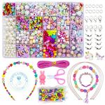 WONDERFORU Children DIY Beads for Jewellery Bracelet Necklaces String Making Kit, Friendship Bracelets Art Craft Kit for Girls Kids, 24 Colors