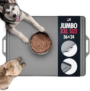 Tuff Pupper Tappetino per alimentazione per animali domestici, impermeabile, 90 x 60 cm, con bordi rialzati per prevenire fuoriuscite, facile da pulire, lavabile in lavastoviglie