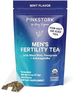 Blue Stork Men's Fertility Tea: Organic Fertility Supplements for Men, Green Tea, Maca Root, and Ginkgo Biloba for Male Reproductive Health, Mint, 15 Sachets
