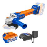 WADFOW Cordless Angle Grinder, Brushless Motor, Cutter machine with Battery and Charger, Variable speed adjustment,Angle Grinder, M10, 3000/9000rpm, for Cutting and Grindering
