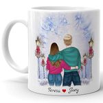 4GIFTSAKE Personalised Couple Mug - Custom 11oz Ceramic Coffee Mug - Gift for Valentines, Anniversary, Birthday, Wedding - Unique, Customisable Tea Cup Present for His and Her