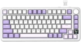 ATTACK SHARK X85PRO Wireless Mechanical Keyboard with TFT Display & Knob, 75% QMK Gasket-Mounted Gaming Keyboard, 2.4G/BT/USB-C Wired,Hot Swappable Linear Switch, 4000mAh,NKRO, RGB (White Purple)