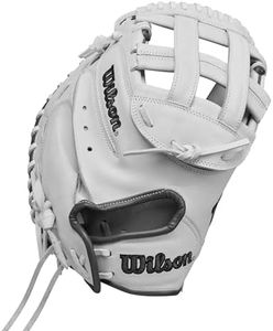 Wilson Fall 2024 A1000® CM33 33” Fastpitch Softball Catcher’s Mitt - White/Grey, Right Hand Throw