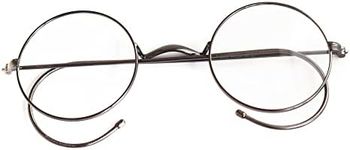 BETSION Vintage Round Eyeglasses Frames Antique Flexible Wire Rim Glasses Full Rim Unisex, Gunmetal, 40mm(very small lens width)