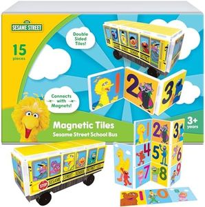 CreateOn Magna-Tiles “Sesame Street” Toys, Magnetic Kids’ Building Toys from “Sesame Street” Books, School Bus Magnet Tiles, Educational Toys for Ages 3+, 14 Pieces