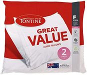 Tontine Great Value Euro Firm Softness Pillows Cotton/Polyester Home Bedding-2pc, High Height, Machine Washable, Australian Made