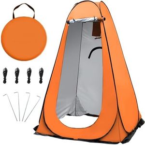 TORIBIO Pop Up Camping Shower Tent, Portable Beach Dressing Changing Room UV/Rain Outdoor Privacy Shelter, UV Shower Enclosure Tents for Outdoor Hiking Beach Picnic Fishing, 3.93ft × 6.24ft H, Orange