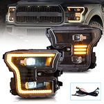 VLAND LED Projector Headlights Compatible For Ford F150 2015-2017(NOT FOR Factory LED & Raptor) with Dynamic Animation, Amber DRL