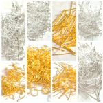 Teraiya's Jewellery Making Kit of Golden and Silver Head pin Eye Pin Small Jump Rings Hook (100 pcs Each Total -800 pcs)