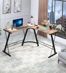 Klaxon L Shaped Study Table for Students and Adults/Computer Table for Home-Office/Gaming Table/Computer Desk for Corner - Wood & Metal (Gaming-Forest Dark & Black, Installation by Klaxon)