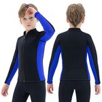 REALON Kids Wetsuit Top Jacket for Boys Girls Toddler Youth, Children's Wet Suit Shirt Neoprene 3mm Long Sleeve Front Zipper Swimsuit for Swimming Surfing Dive Snorkeling Water Sports