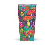 Waldeal Waldaeal Colorful Mushroom 20 oz Tumbler, Travel Coffee Mug, Stainless Steel Cup with Lid, Double Wall Vacuum Insulated Travel Mug Gifts for Mushroom Lovers