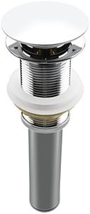 Bathroom Sink Pop Up Drain Assembly Without Overflow Fits 1.57 to 2.36 Inch Sink Openings with 1-1/4 Inch Tailpiece Large Cap Solid Brass Drain Stopper (Polished Chrome)