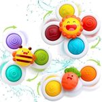 TEC TAVAKKAL 3 PCS Baby Bath Spinner Toy with Rotating Suction Cup Spinning Top Toy Flower Spin Sucker Baby Bath Toys Dining Chairs Toys Windmill