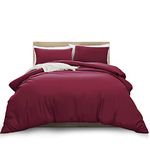 MOONLIGHT20015 King Duvet Cover - Burgundy Solid Soft King Bedding Duvet Cover Set with 2 Matching Pillowcases