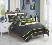 JPI DC Comics Batman Emblem 2-Piece Reversible Twin Comforter Set - Gray and Black - Officially Licensed - Super Soft & Cozy - 68'' x 86'' - 100% Polyester