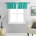 DONREN Turquoise Window Valances for Kitchen -Blackout Valances for Window with Rod Pocket (42 by 12 Inch,2 Panels)
