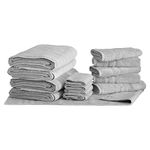 Mosobam Hotel Luxury Bamboo Viscose-Cotton, 14pc Deluxe Bath Bundle 1000 GSM Bath Mats 20X34 and 700 GSM Bath Towels at 30X58 16X30 and 13X13, Light Grey