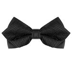 Allegra K Striped Pre-tied Bow Ties for Men Bowties Pointed Weeding Bow - black - One size