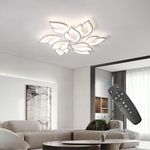 ELEPHANTBOAT® Modern Ceiling Light, 28.3in Dimmable LED Flush Mount Ceiling Lamp, 3000-6000K Acrylic Petals Chandelier Lighting Fixture with Remote Control for Living Room Bedroom (White)