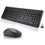 2.4 GHz Wireless Keyboard and Mouse Combo, Full-Sized USB Cordless Mouse Keyboard Set Silent for PC Laptop Computer Desktop Windows Mac Chromebook, Numeric Keypad & Compact Optical Mouse (Black)