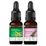 Soulflower Rosemary Essential Oil & Eucalyptus Essential Oil for Hair Growth, Hair Fall Control and Nourishment, Skin Care | 100% Pure, Naural, Organic Certified & Undiluted | Pack of 2, 15ml Each