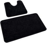 Rururug Black Bath Mat Set Washable