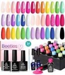 Beetles Gel Polish 20 Colors Gel Nail Kit with 3Pcs Gel Base and Top Coat Glossy Matte Gel 18Pcs Gel Art Polish & 2Pcs White Black Liner Gel for Swirl Comic Book Pop Art Nails Glitter for Girls Women