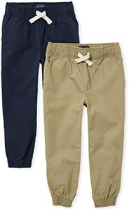 The Children's Place Boys' Stretch Pull on Jogger Pants, Flax/Tidal 2-Pack, 10