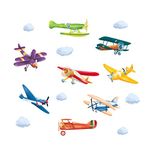 ufengke Colorful Airplane Wall Stickers Aircraft Biplane DIY Wall Decals Art Decor for Kids Boys Bedroom Nursery Playroom