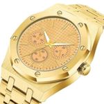 Acnos Stainless Steel Premium Brand Square Analog Gold Dial Gold Case Gold Belt Unisex Watch Hblt-05, Gold Band