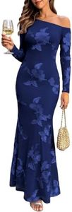 Caracilia Wedding Guest Dresses for Women One Shoulder Long Sleeve Floral