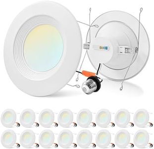 Luxrite 5/6 Inch Retrofit LED Recessed Lighting, 17W=90W, 1500LM, 5CCT Color Selectable 2700K | 3000K | 3500K | 4000K | 5000K, Dimmable Can Light, CRI 90, Wet Rated, Energy Star, Baffle Trim (16 Pack)