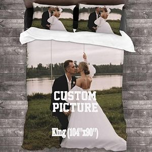 Custom Comforter Set King Personalized Duvet Cover Picture Comforter Set with 2 Pillowcases (104''x90''/264x229cm) Black