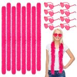 Sinmoe 16 Pcs 5 ft Feather Boas and Heart Sunglasses Set Party Accessories for Wedding Party Supplies Dress up Costume