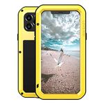 LOVE MEI For iPhone 12 Pro Case, Aluminum Metal Gorilla Glass Waterproof Shockproof Military Heavy Duty Sturdy Protector Cover Hard Case for iPhone 12 Pro (12 Pro, Yellow)