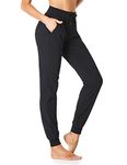 SEVEGO Lightweight Women's 34" Tall Inseam Jogger with Pockets Sweatpants Tapered Track Pants Black Small