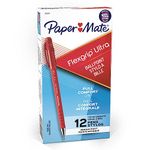 Paper Mate FlexGrip Ultra Ballpoint Pens, Medium Point (1.0 mm), Red, 12 Count